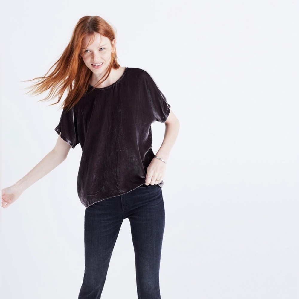 Madewell Velvet Bow Back Top Sz XXS